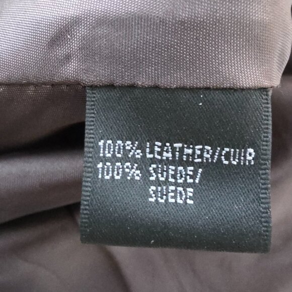 Lafayette 148 New York A line dark brown leather skirt with suede - Picture 7 of 8